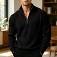 thumbnail image 4 of CQONEPT Mens Big and Tall Corduroy Quarter Zip Sweatshirt Casual Henly Sweater Trendy Tops Lightweight Stand Collar Pullover Shirts with Pockets Black S, 4 of 7