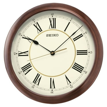 Seiko 16" Brown Round Roman Numeral Classic Wall Clock, QXA598ALH