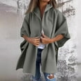 thumbnail image 2 of cfhntfmh Winter Coats for Women Front Open Oversized Cardigans Bell 3/4 Sleeve Jackets Plus Size Button Fall Hoodies with Pockets, 2 of 6
