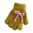 thumbnail image 2 of NAISIBABY Girls Winter Gloves, Full Finger Cute Bowknot Thicken Warm Stretch Knit Outdoor Gloves Yellow, 2 of 3
