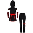 thumbnail image 2 of Eandarui Kids Boys Girls Ninja-style Costumes Sleeveless Hooded Top and Pants Set for Theme Party Cosplay Red 16, 2 of 7