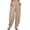 khaki, variant on Women's Linen Harem Pants with Pockets | Loose Fit Wide Leg Elastic Waist Cropped Pants, Lightweight Breathable, Lounge & Casual Summer Trousers White S