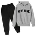 thumbnail image 3 of Baby Outfits Girl Teen Kids Fall Sweatsuit Vintage Letter Print Long Sleeve Hoodie and Sweatpants 2 Piece Set Casual Tracksuit Baby Boy Outfits Light Gray 4 Years-5 Years, 3 of 3