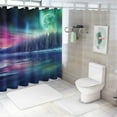 thumbnail image 7 of Creowell Aurora Lights Printed Shower Curtain 100% Polyester Fiber Modern Chic Bathroom Decor Set with Hooks 60x72, 7 of 7