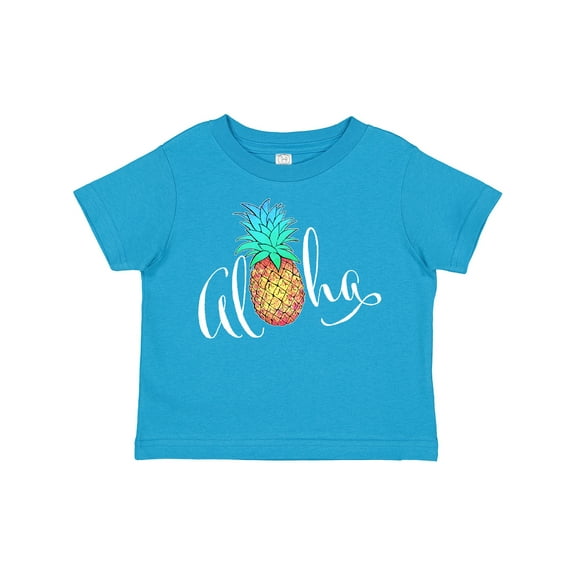Inktastic Aloha- in cursive with pineapple rainbow colors Boys or Girls Toddler T-Shirt