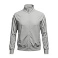 thumbnail image 4 of TOUMENY Men's Lightweight Zip Up Jacket Stand Collar Long Sleeve Solid Slim Coat Casual Outdoor Sun Protection Track Top Gray L, 4 of 5