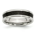 thumbnail image 1 of White Stainless Steel Ring Band Wedding Black Carbon Fiber, 1 of 6