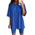 thumbnail image 2 of Workout Sets for Women Shorts Short Sleeve Crewneck Oversized T Shirt and Legging Shorts 2 Piece Matching Set Gym Yoga Set, 2 of 6