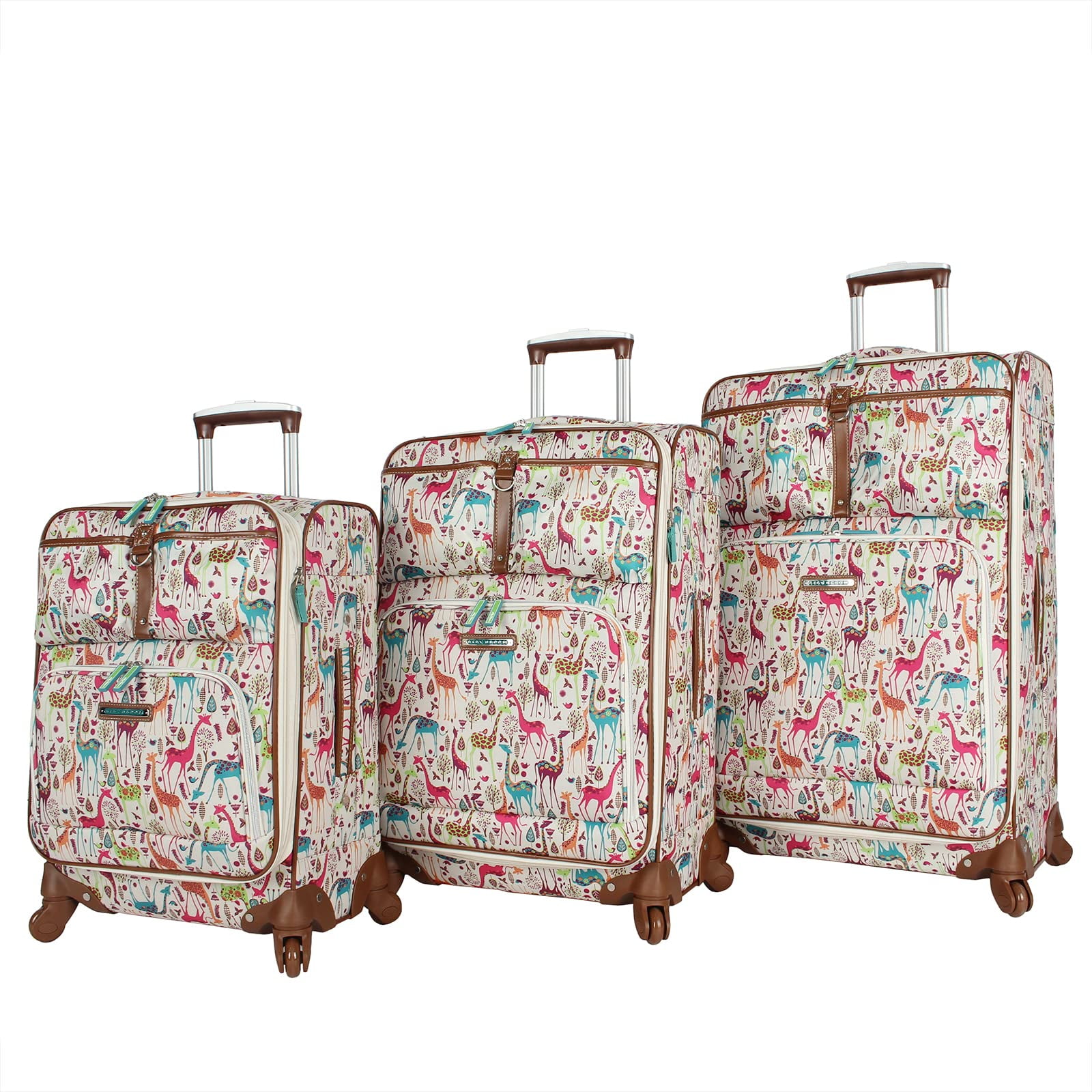 Lily Bloom Designer Pattern Collection 3 Piece Luggage Set Lightweight  Expandable Softside Suitcase With Spinner Wheels For Women-Travel Set  includes