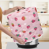 Xoenoiee Pink Strawberry Print Kitchen Appliance Dust Cover for Pressure Cooker, Electric Rice Cooker Cover Air Fryer Cover Steamer Cover with Pocket and Top Handle, 8 qt