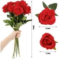 thumbnail image 2 of Morttic12pcs Artificial Roses with Stems Red Roses Valentine's Artificial Flowers Decorations for Mothers Day Bridal Bouquet Wedding Party Christmas Home Decor (Red), 2 of 7