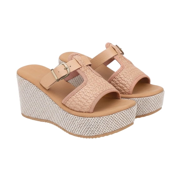 Platform Sandals Hollow Out Design Adjustable Buckle Strap Thong Toe Post PU Upper Rubber Sole Summer Beach Casual Year Round Daily Wear Shoes for Women