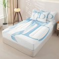 thumbnail image 2 of Homewish Blue Bowknot Zipper Twin Comforter Sets with Fitted Sheet and 2 Pillowcases for Girls, Monogrammed D Zipper Bedding Set,4-Piece, Reversible, 2 of 6