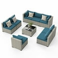 thumbnail image 6 of MRUAKA 9 Pieces Patio Conversation Set, Outdoor Sectional PE Rattan Wicker Furniture Seat,Peacock Blue, 6 of 7
