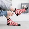 thumbnail image 2 of Rateoe Red And White Stripes Pattern Quarter Crew Socks,Toe Seamed Ankle Socks,Cotton Cushioned Breathable Athletic Crew Sports Socks, 2 of 7