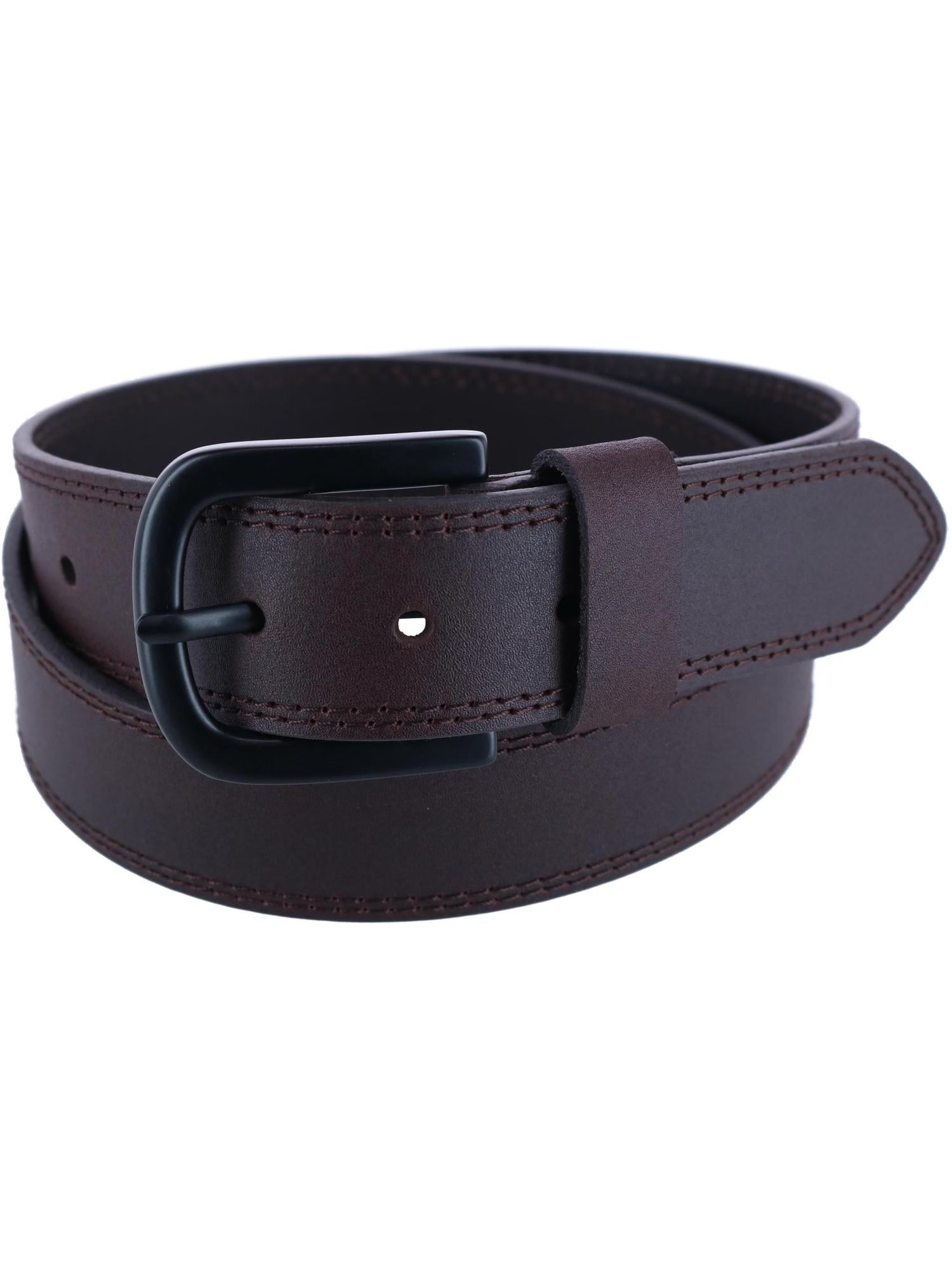 CTM Men's Leather Bridle Belt - 1.5 Wide Removable Buckle Belt, Size 42, Black