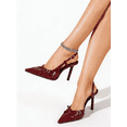 thumbnail image 5 of On feet& in love Women's Slingback Pumps, Croc-Embossed Patent Leather Pointed Toe Heels for Party Office, 5 of 7
