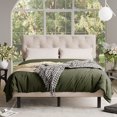 thumbnail image 1 of VERDALAY Estructura de cama de plataforma tamaño completo con cabecero tapizado en terciopelo/estructura de cama con botones de cristal y soporte de listones de madera. No necesita somier beige, 1 of 16