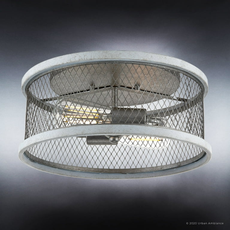 Luxury Provincial Indoor Ceiling Light, 6.5''H x 14''W, with Posh Style  Elements, Bohemian Design, Galvanized Steel Finish, UHP3390