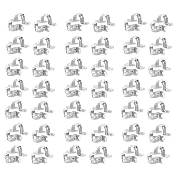120 Pack M25 (1 Inch) Stainless Steel Rigid Pipe Strap with 2 Holes Cable U Bracket Clamp Hanger