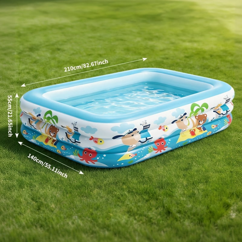 Extra Large Rectangular PVC Inflatable Swimming Pool – Thick, Leak-Proof, Wear-Resistant, Easy-to-Set-Up for Backyard and Garden Summer Fun