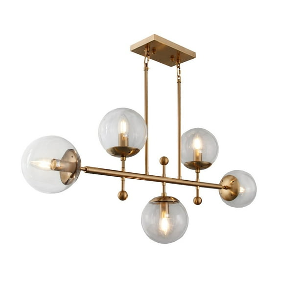 Elijah Pendant Lighting Fixture on Cast Iron Finished in Brass