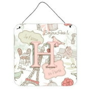 Carolines Treasures CJ2002-HDS66 Letter H Love In Paris Pink Wall and Door Hanging Prints