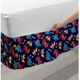 thumbnail image 2 of Dinosaur Bed Skirt, 3 Different Cartoon Dinosaurs Funny Expressions and Bones Kids Theme, Elastic Bedskirt Dust Ruffle Wrap Around for Bedding Decor, 4 Sizes, Navy Blue Orange Red, by Ambesonne, 2 of 2