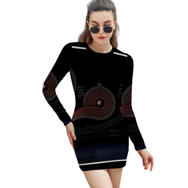 Missions To The Solar System Infographic! Sweetheart Knot Flared Dress Fashion Design Large Size Loose Dress Space Exploration
