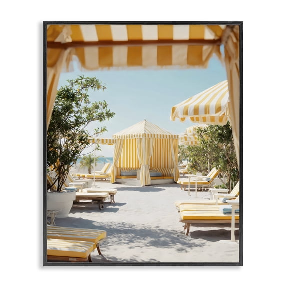 Stupell Industries Tropical Yellow Striped Beach Cabanas Black Framed Giclee Art, 11 x 14, by Franklyn Gregory