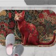 thumbnail image 5 of 1pc Red Cat with Floral Absorbent Non-Slip Bathroom Thickened Flannel Rug Decor,Soft,Quick Drying,Suitable For Indoor/outdoor Use,Bathrooms,Bedrooms,Kitchens,Terrace,Laundry Rooms,16"x24", 5 of 9
