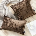 thumbnail image 2 of Phantoscope Patterned Velvet Tailored Edge Decorative Throw Pillow, 22" x 22", Coffee, 2 Pack, 2 of 5