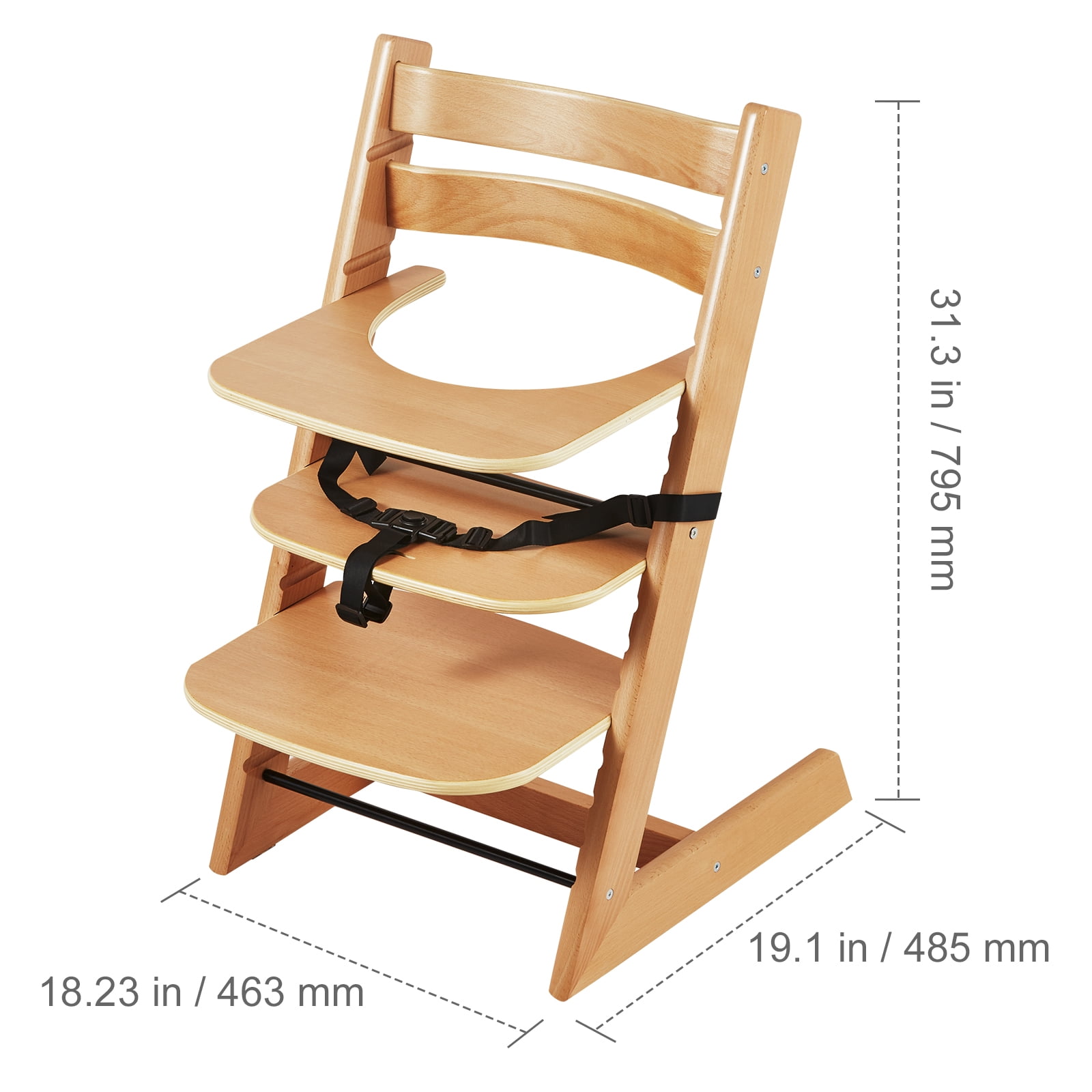 BENTISM Wooden High Chair with Tray Baby HighChair Wooden Toddler