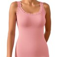 thumbnail image 5 of MOJOGO Women's Plus Size Undershirts Rib Knit Cami Top Lace Trim Round Neck Sleeveless Tops Stretchy Tank Top Daily Wear Pink L, 5 of 7