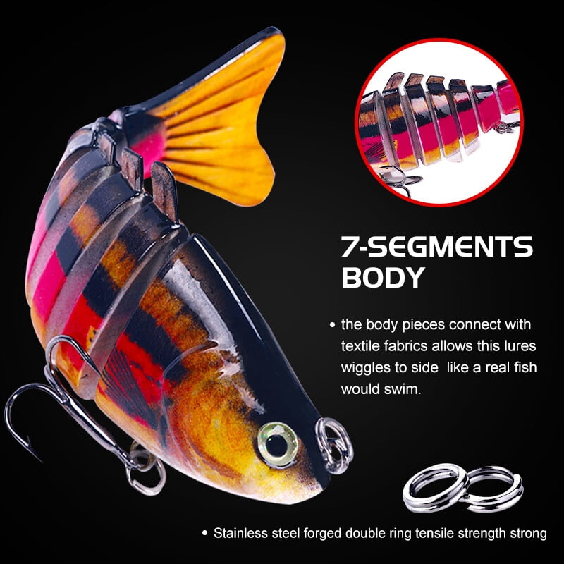 14PCS Lot Jointed Fishing Lure Swimbait Artificial Bait Wobblers 7 Segment USA