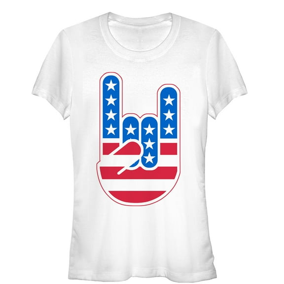 Junior's Lost Gods Rock On American Flag Graphic Tee White X Large