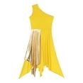 thumbnail image 6 of TiaoBug Women's One Shoulder Liturgical Praise Dance Dress Lyrical Worship Dancewear Color Block Performance Costume Yellow M, 6 of 7