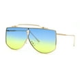 thumbnail image 3 of SA106 Retro Shield Oceanic Lens Oversize Flat Top Metal Sunglasses Gold Blue Yellow, 3 of 4