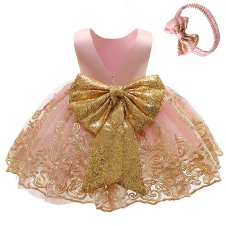 

Dyfzdhu Girls Dress Party Dress Baby Dress Gown with Embroidery Headwear Pageant Lace Bowknot Girls Girls Dress&Skirt