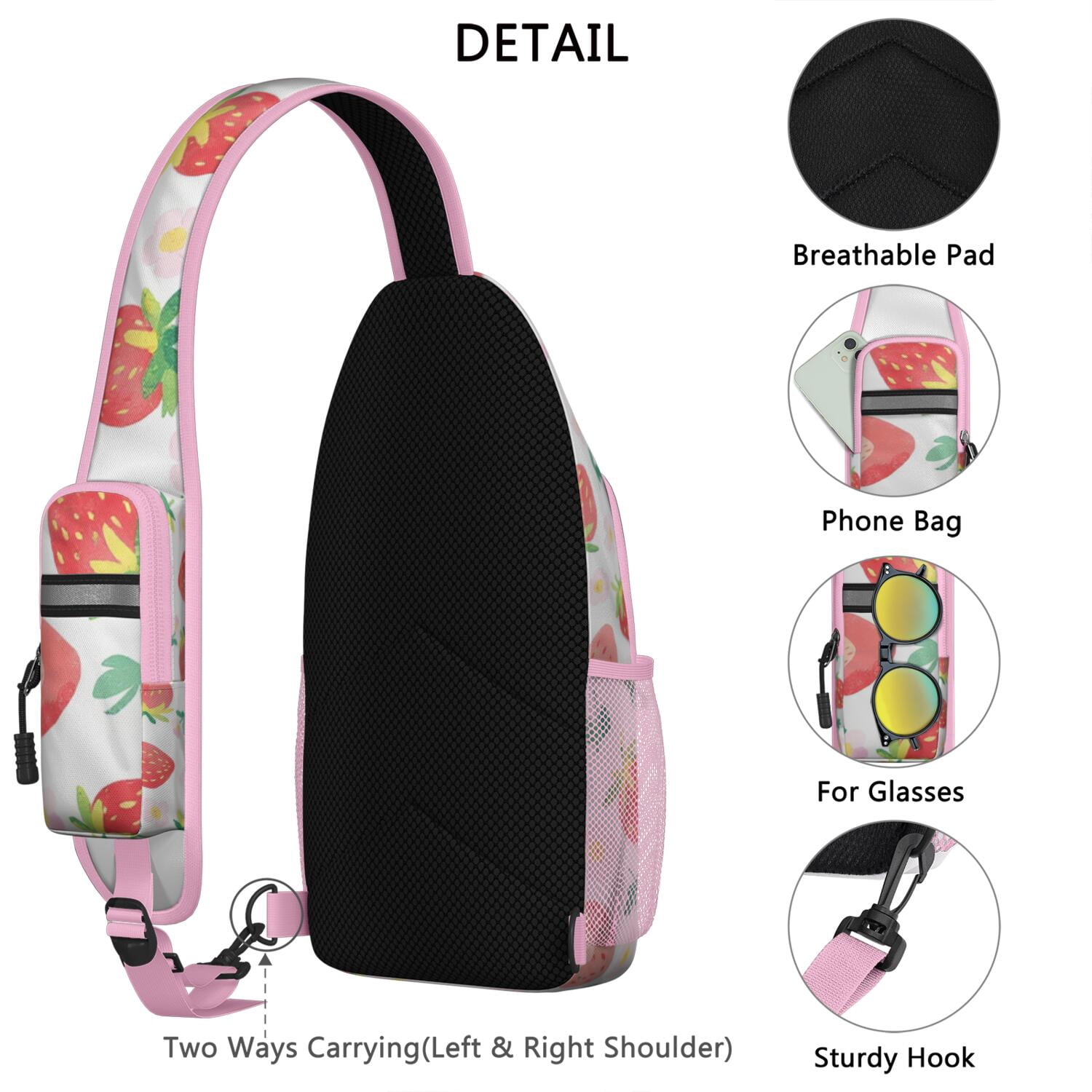 Travel Sling Bag Strawberry Fruit Travel Sling Bag Travel Bag Hiking Bag for Men Women