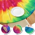 thumbnail image 4 of Colorful Rainbow Tie Dye Spiral Pattern Round Fitted Tablecloth with Elastic Edge,Dining Table Cover Waterproof,Outdoor Round Tablecloth for Camping,Dining,Indoor and Outdoor, 4 of 7
