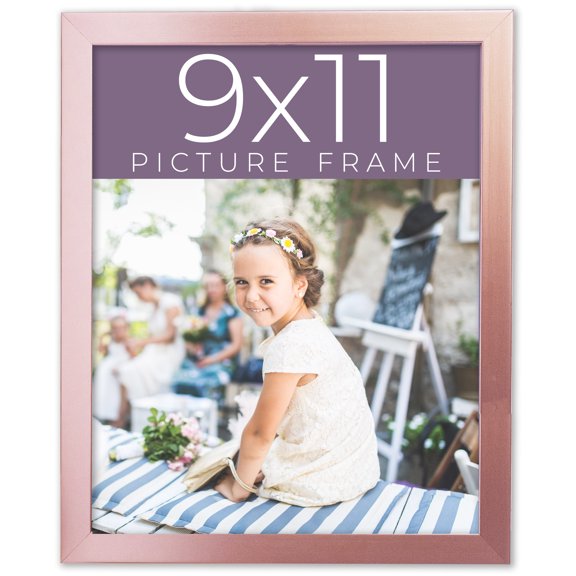 9x11 Annie Rose Gold Picture Frame - Contemporary Picture Frame Complete With UV Acrylic, Foam