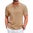 thumbnail image 1 of Vintage Summer Men's T-Shirt Streetwear 3 Buttons Open Fly Loose Clothing Print Short Sleeve T-Shirt M, 1 of 6