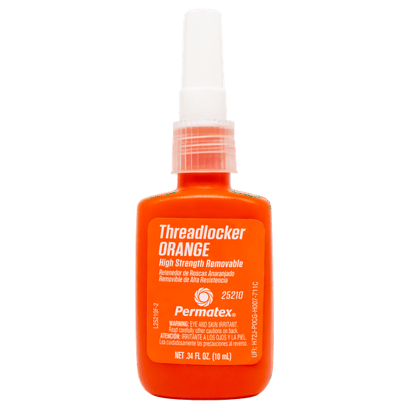 Permatex 25210 High Strength Removable Threadlocker Orange, 10 ML