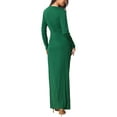 thumbnail image 3 of INSPIRE CHIC Women's Maxi Bodycon Dress V Neck Long Sleeve Side Slit Party Dress L Dark Green, 3 of 7