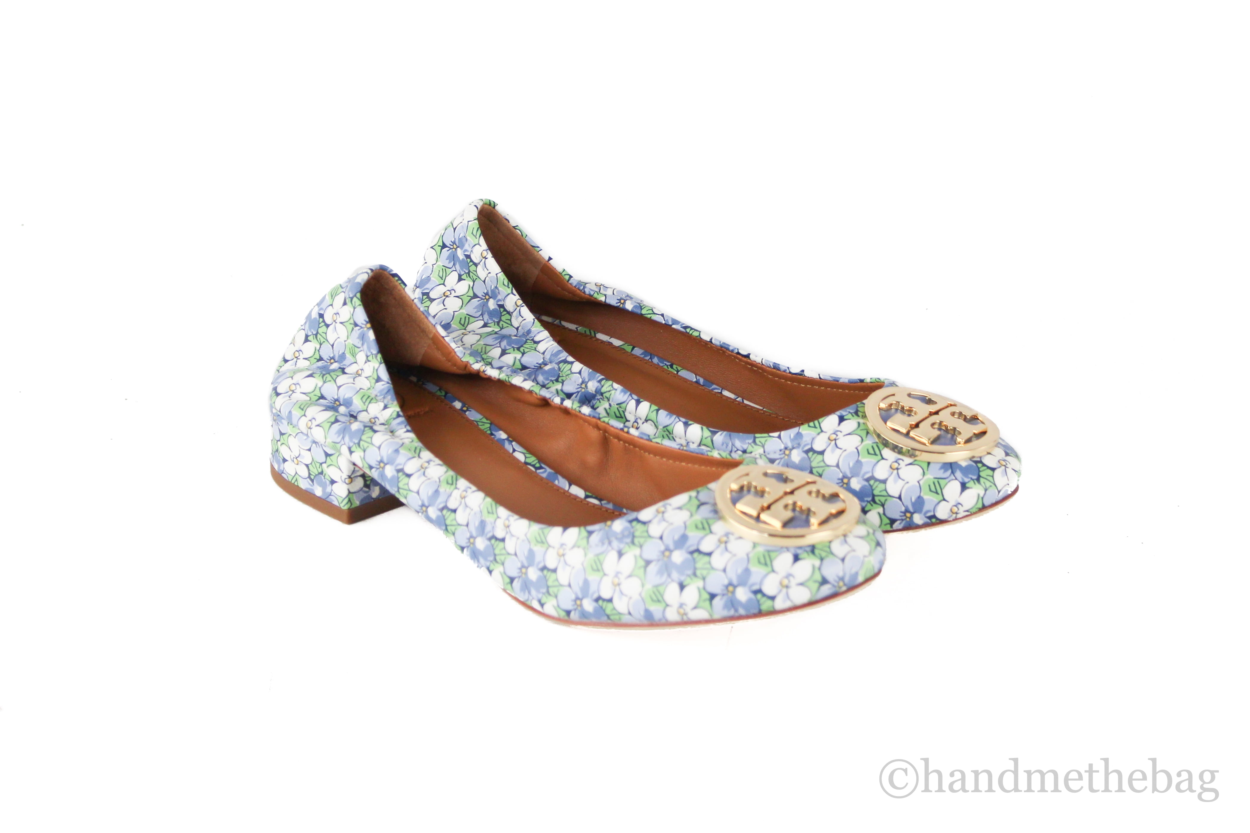 Tory Burch (80286) Benton 2 Printed Nappa Leather Scrunch Back Slip On Heel  Shoes (US ; Terrace Ditsy) 