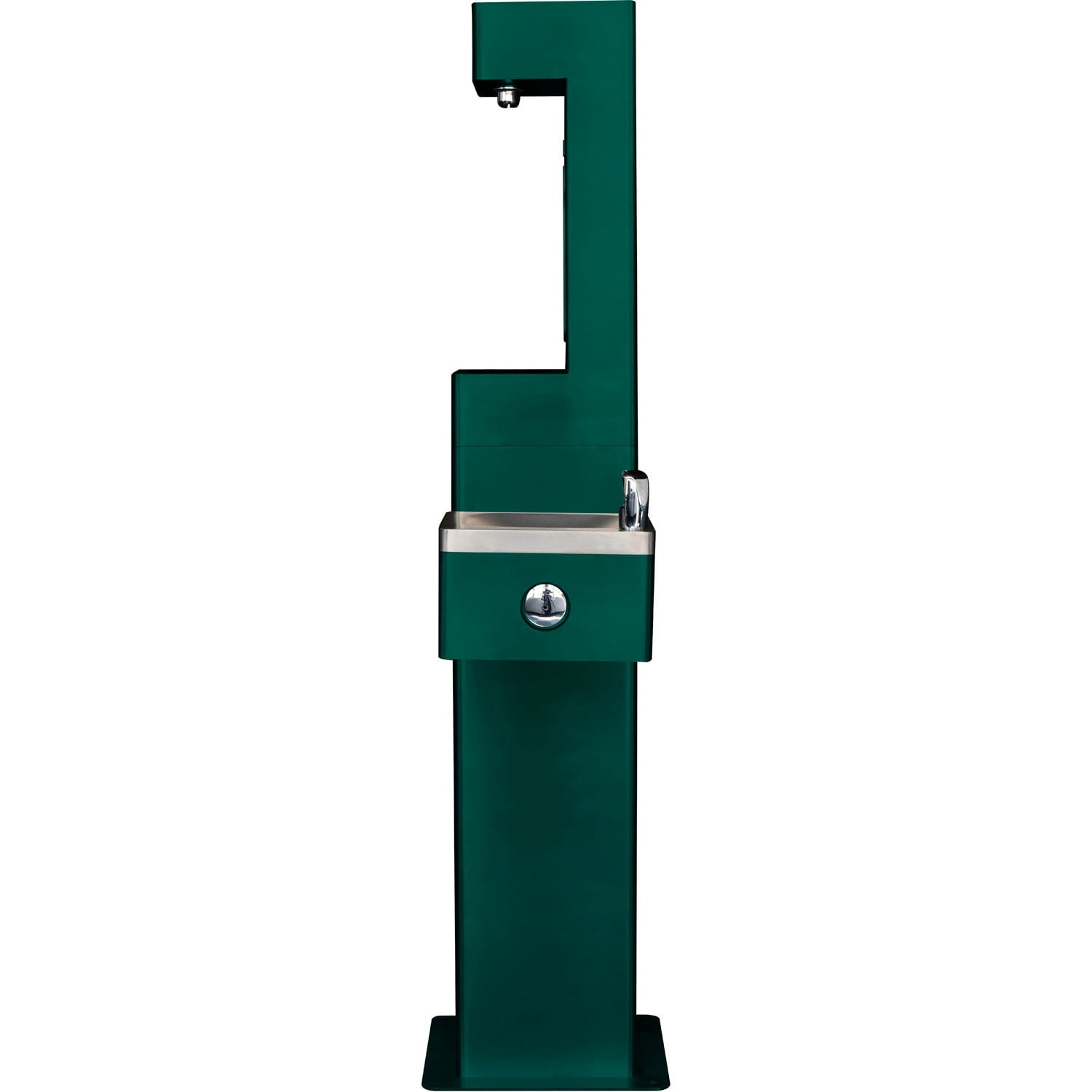 Outdoor Bottle Filling Station & Drinking Fountain, Green Powder Coat