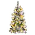 thumbnail image 2 of TZDZRC 4FT Pre-Lit Spruce Snow Flocked Christmas Tree,with Pine Cones,Artificial Mixed PE & PVC Xmas Trees,120 LED Lights, Indoor Outdoor Decorations, 2 of 9