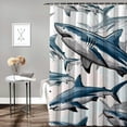 thumbnail image 2 of BCIIG Sharks Bathroom Decor Set with Hooks, Colorful Luxurious Graphic Print Polyester Fabric Shower Curtain, Chic Modern Design, Waterproof, Easy Installation 69x72, 2 of 7