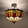thumbnail image 2 of Tiffany Ceiling Lights Stained Glass Red Tulips LED Bulbs Included for Bed Room Living Room Entryway16"W*16"D*16"H, 2 of 7